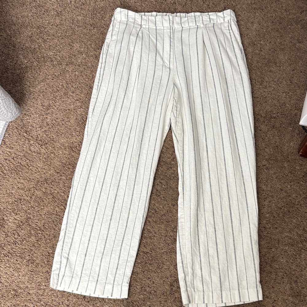 Old Navy White Striped Wide Leg Pants